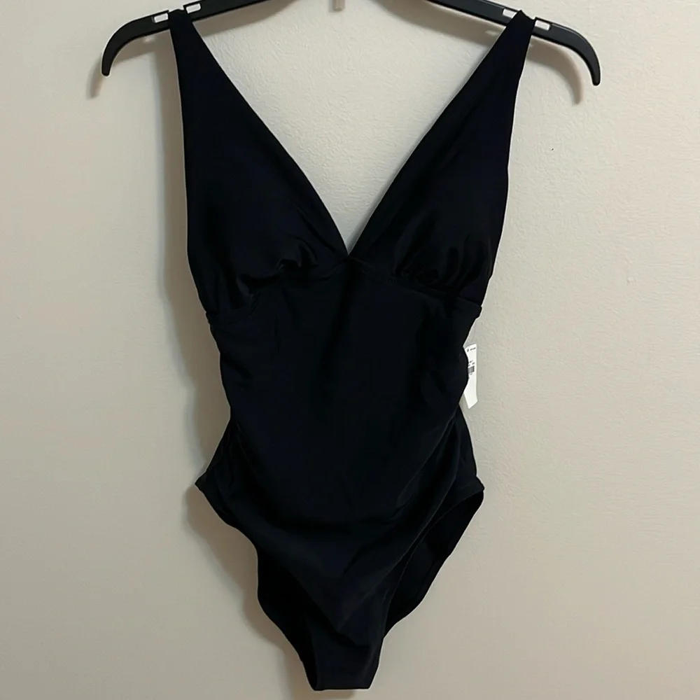 NWT Old Navy one piece swim suit XS black neutral swimwear beachwear pool resort